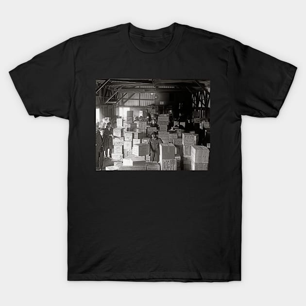 Bootleg Whiskey Warehouse, 1920. Vintage Photo T-Shirt by historyphoto